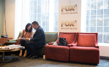 Having a quick review while waiting in the green room at Fox Business Network, New York.