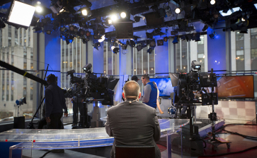 Lights and cameras at Fox Business Network’s studios in New York City.
