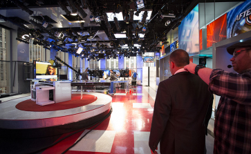 Getting mic'd up for After the Bell at Fox Business News Studios.