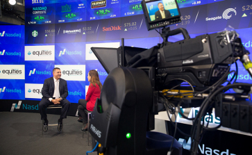A light moment during my Equities Magazine interview in the New York Nasdaq MarketSite studios.