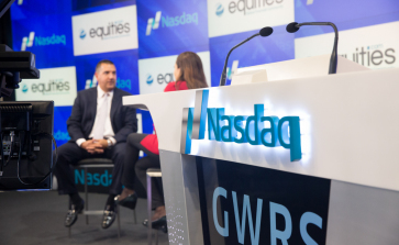 On set at the Nasdaq MarketSite in Times Square, New York City.