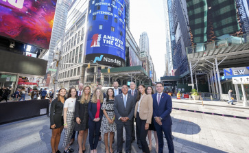 Paul Aversano with Answer The Call rings the NASDAQ Stock Market Opening Bell